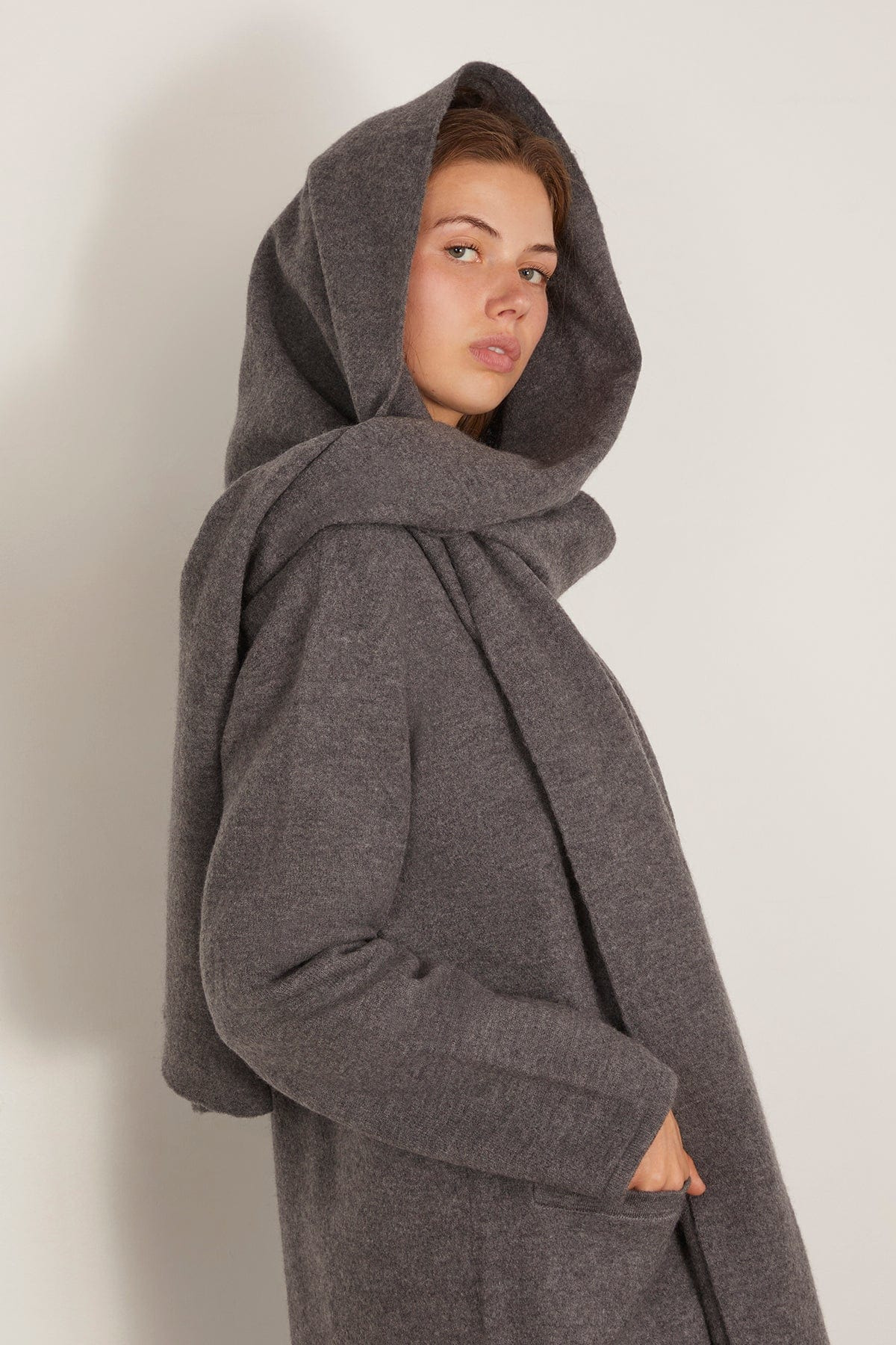 Cloak Sweater Coat in Charcoal - 6