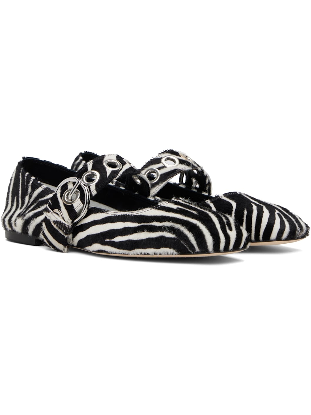 Black & White Uma Eyelet Mary-Jane Ballerina Flats - 4