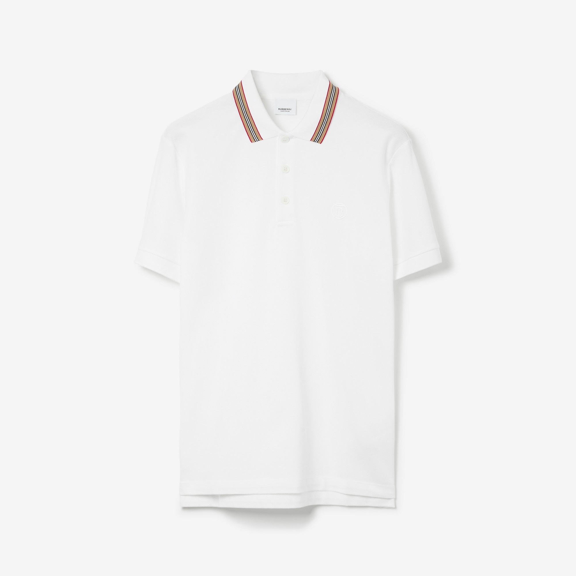 Icon Stripe Collar Cotton Piqué Polo Shirt - 1