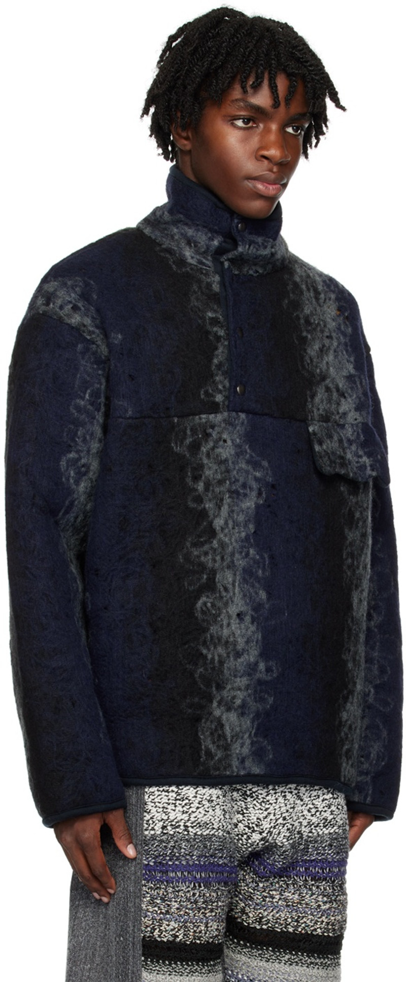 vitelli Navy Striped Turtleneck outlook