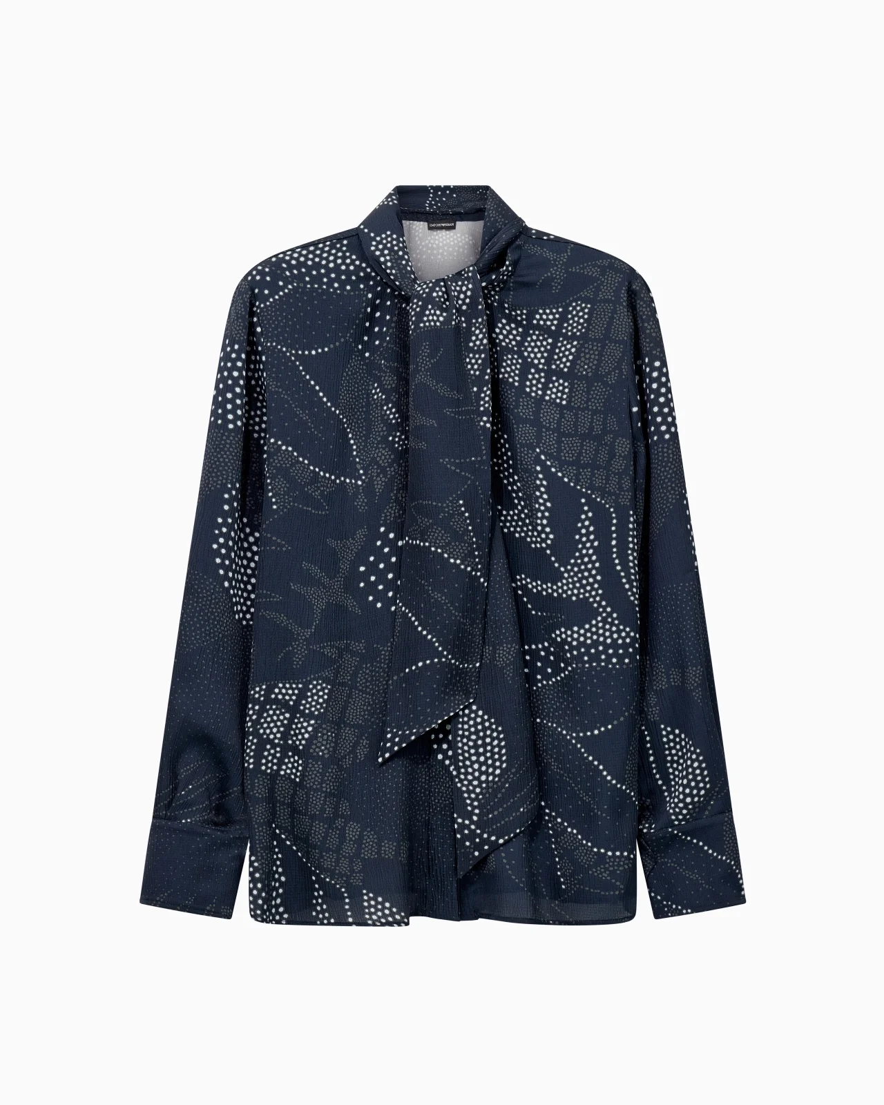 CREPONNE SHIRT WITH DOTTED FLORAL PRINT AND A NECK TIE - 1