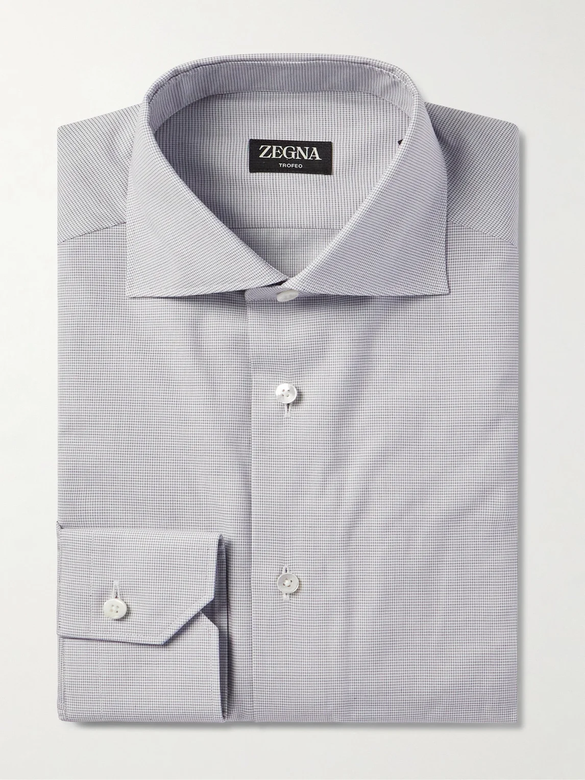 Cutaway-Collar Checked Cotton Shirt - 1