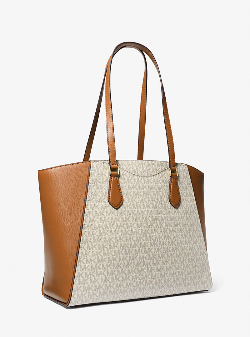 Taryn Large Signature Logo and Leather Tote Bag 3