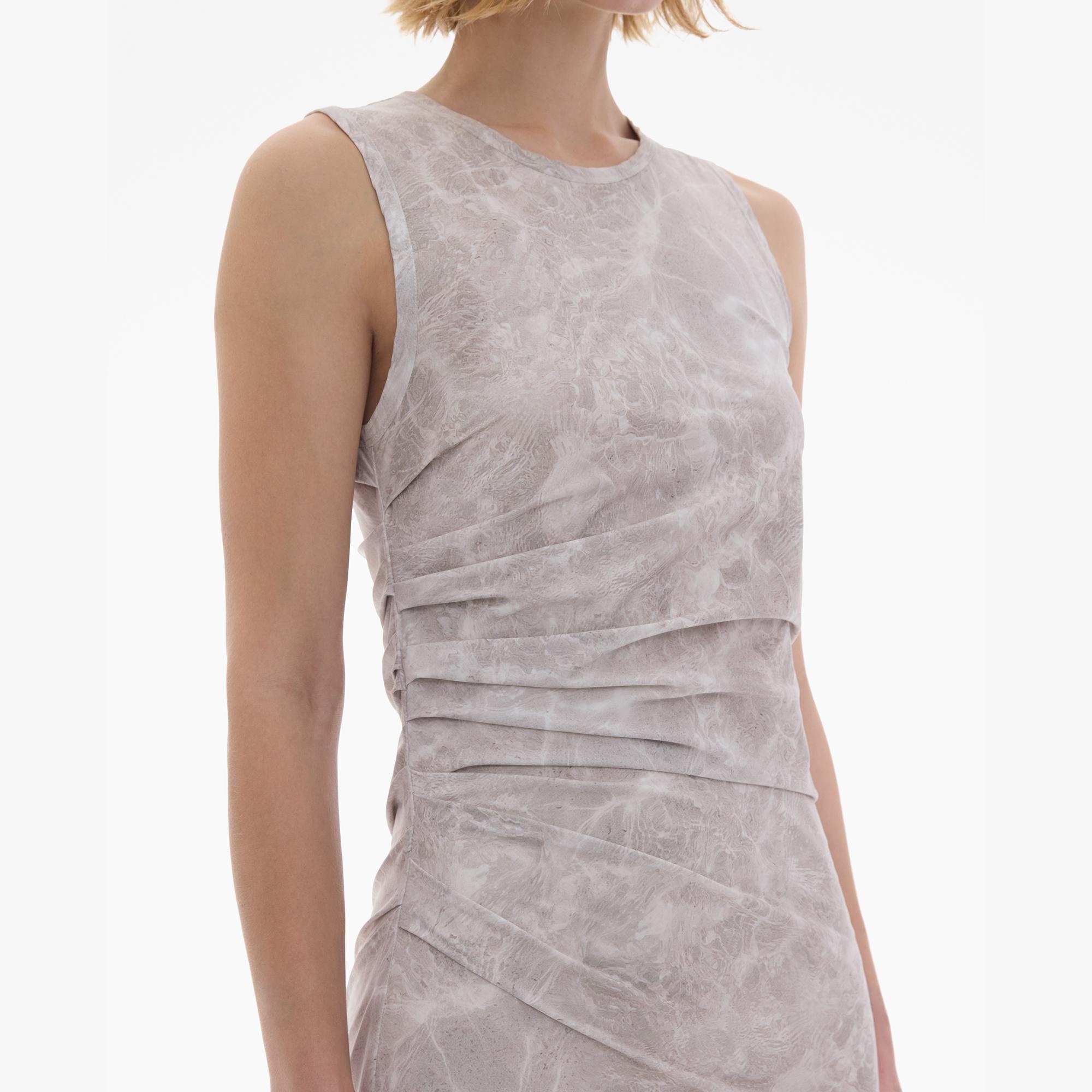 PRINTED RUCHED TANK DRESS - 6