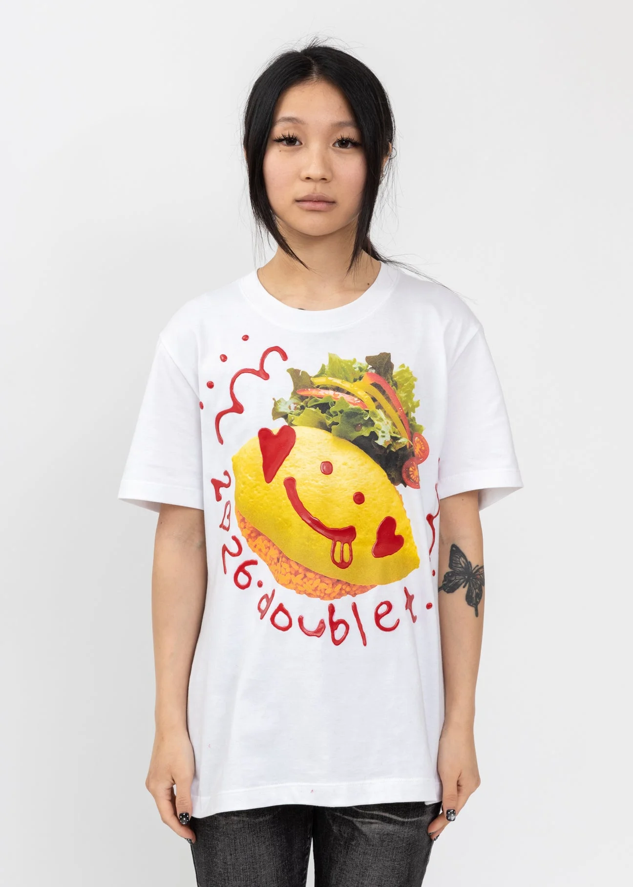 White Ketchup Message Omurice T-Shirt - 1