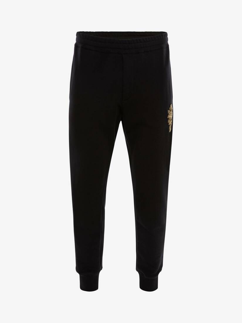 Crystal Embroidered Sweatpants in Black - 1