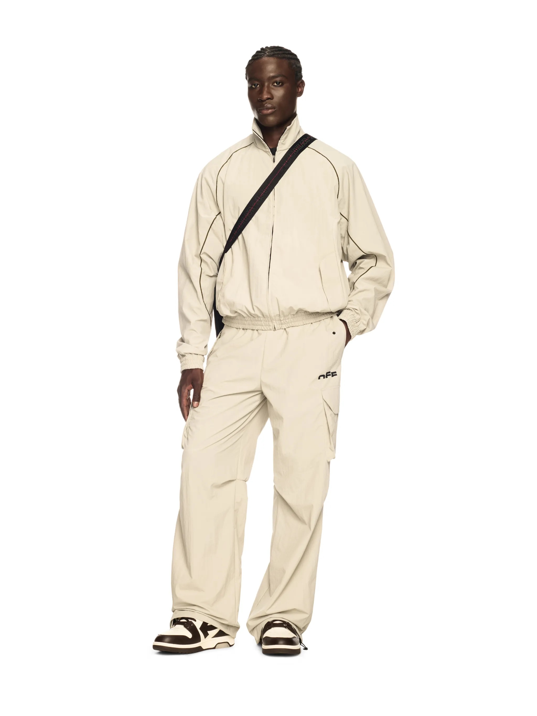 Gray Off Split Track Pants - 2