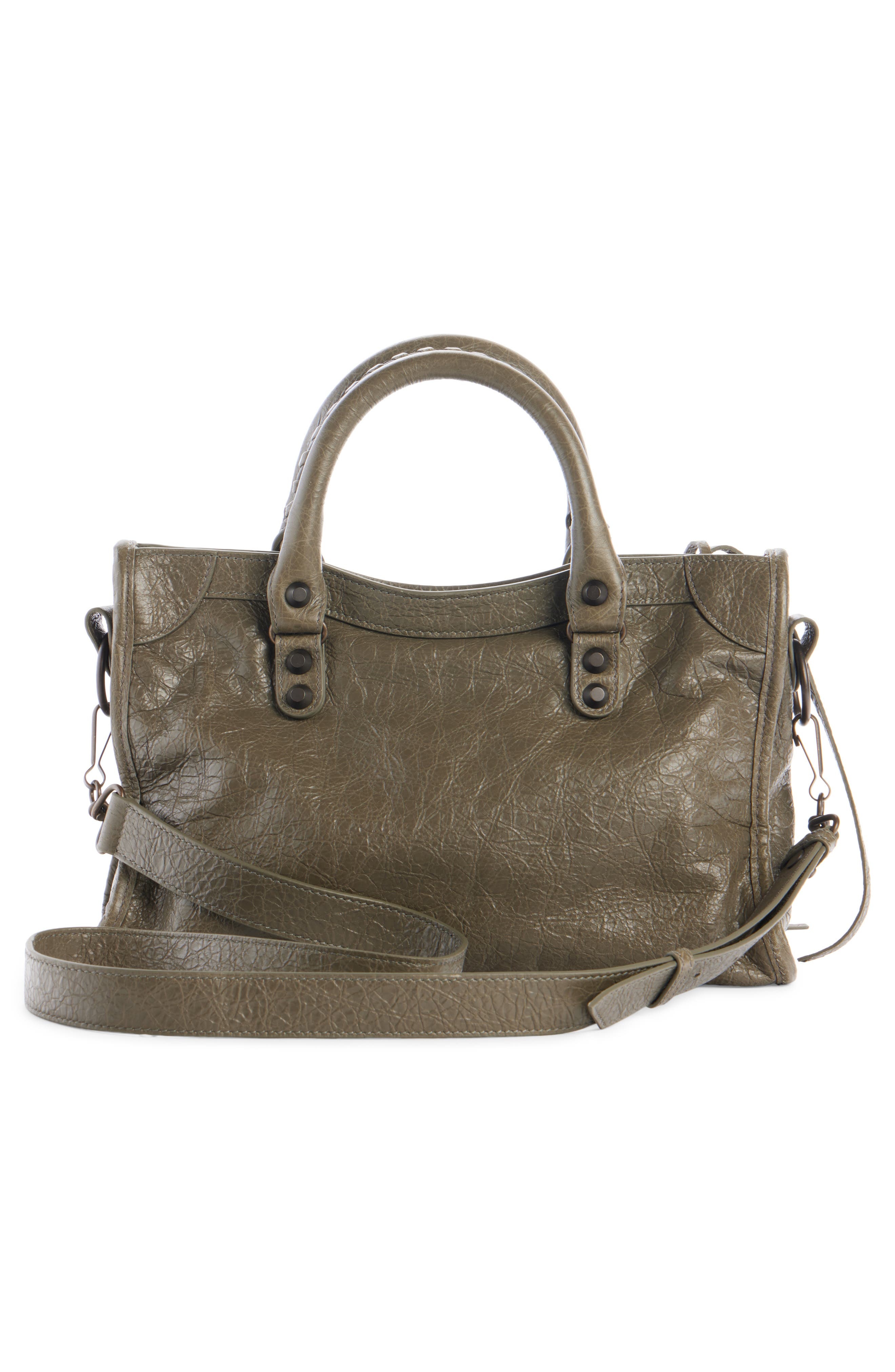 Balenciaga Small Le City Leather Satchel in 3258 Army Green at Nordstrom - 3