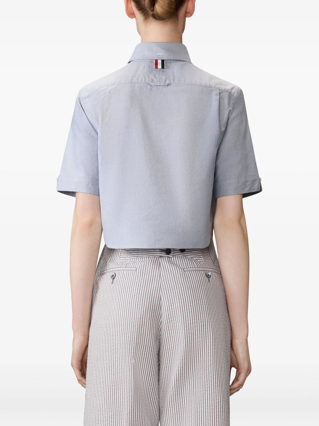 Oxford Cropped Short Sleeve Shirt Women - 5