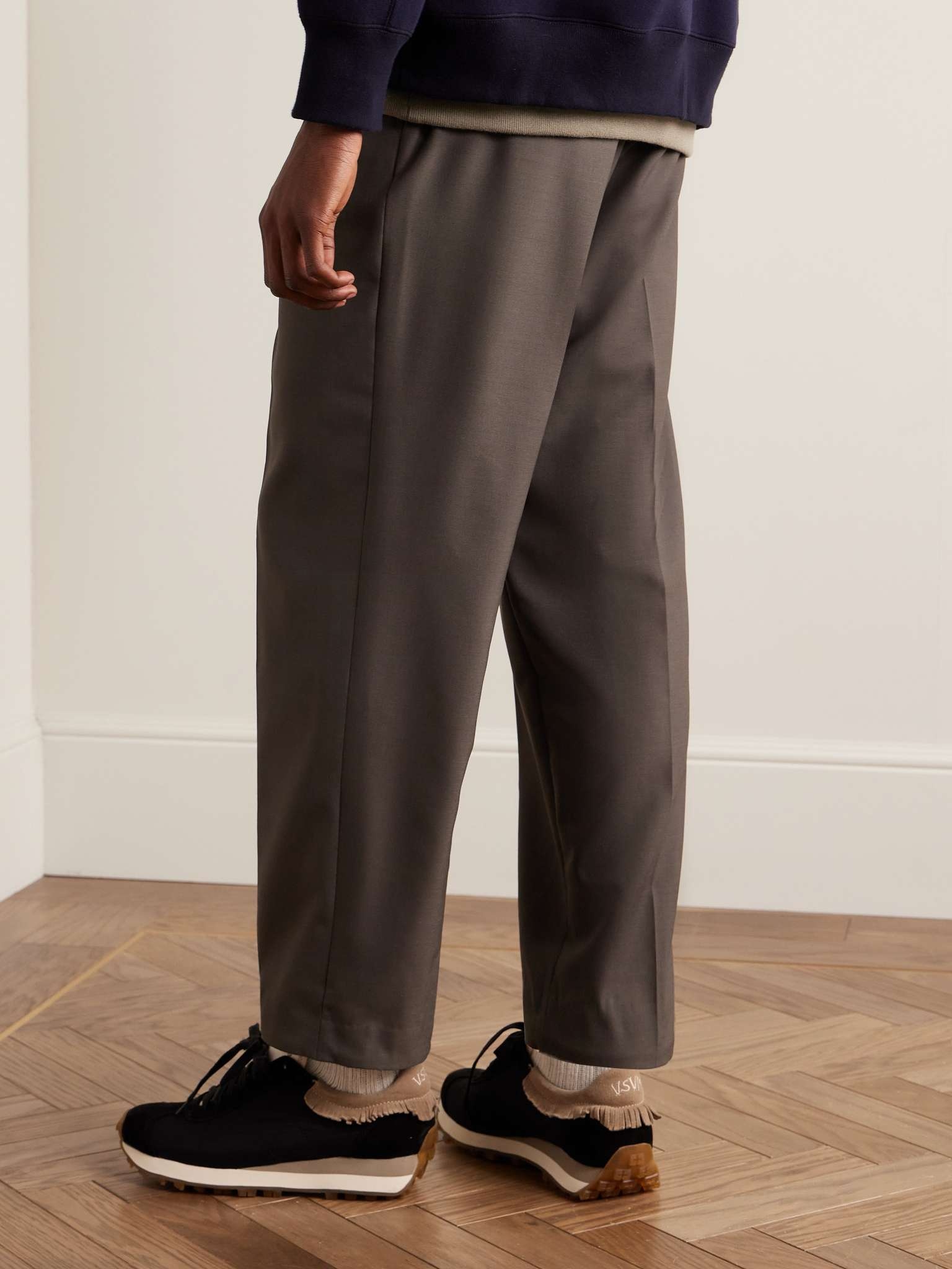 Slim-Leg Pleated Colour-Block Woven Drawstring Trousers - 4