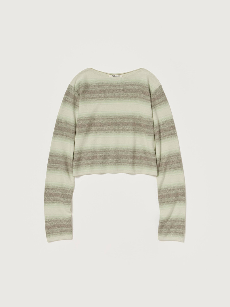 COTTON SILK GRADIENT STRIPE KNIT BOAT NECK P/O 1