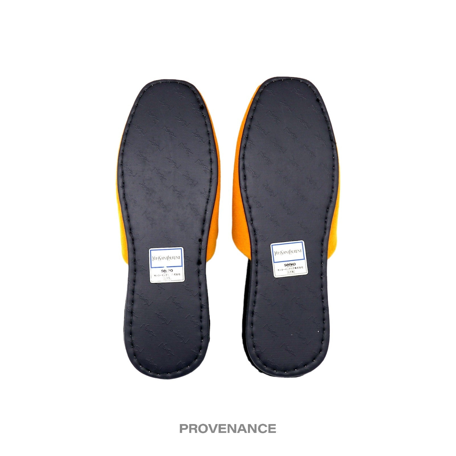 Yves Saint Laurent YSL Logo Slipper - Yellow Velour - 6
