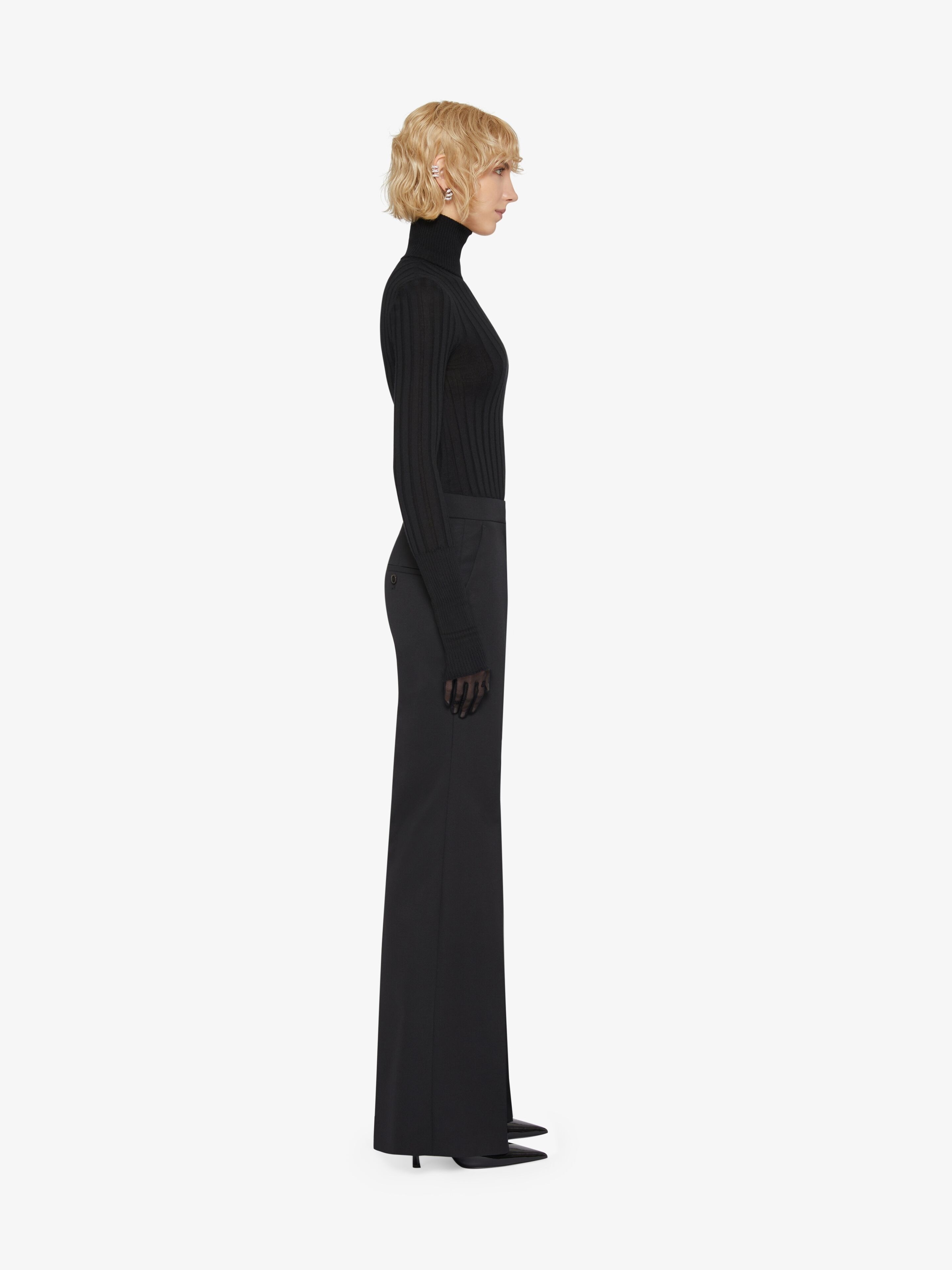 FLARE TAILORED PANTS IN TRICOTINE WOOL AND MOHAIR - 3