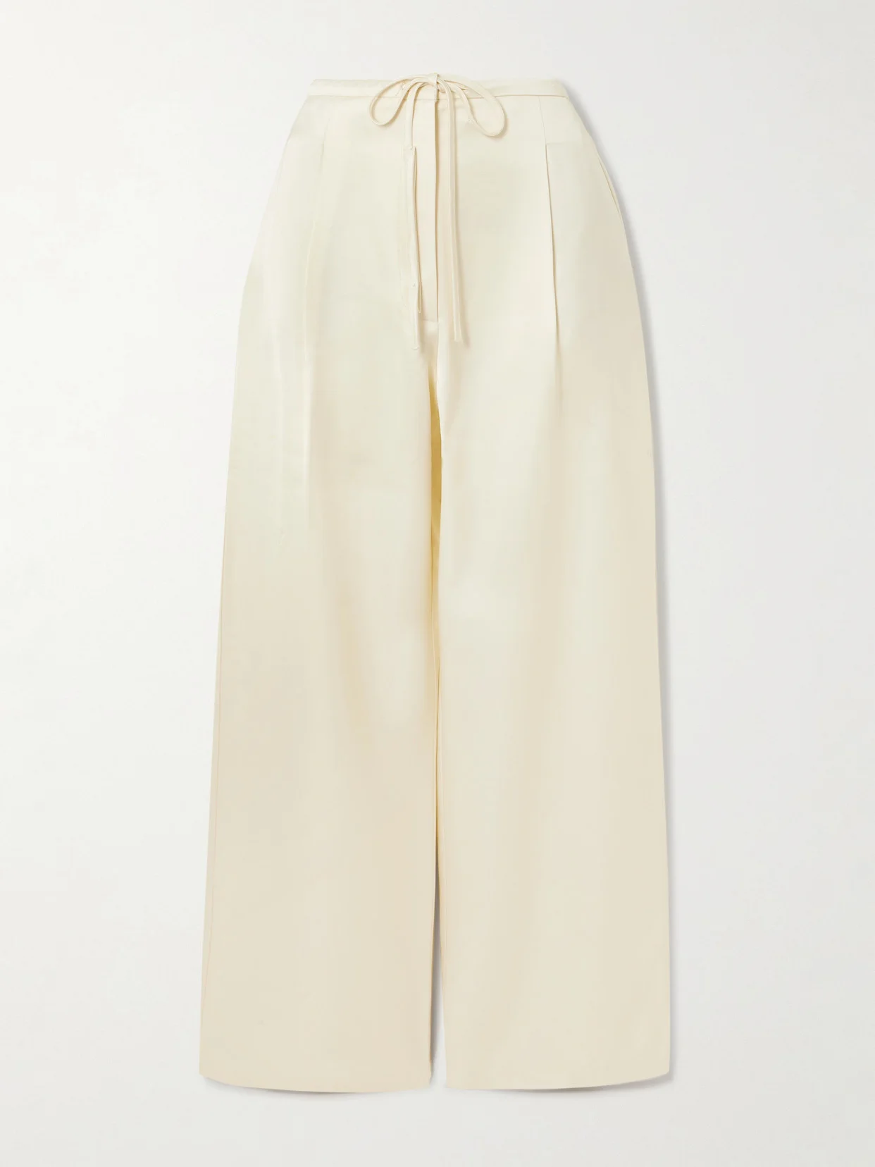 Pleated Satin Wide-leg Pants - 1