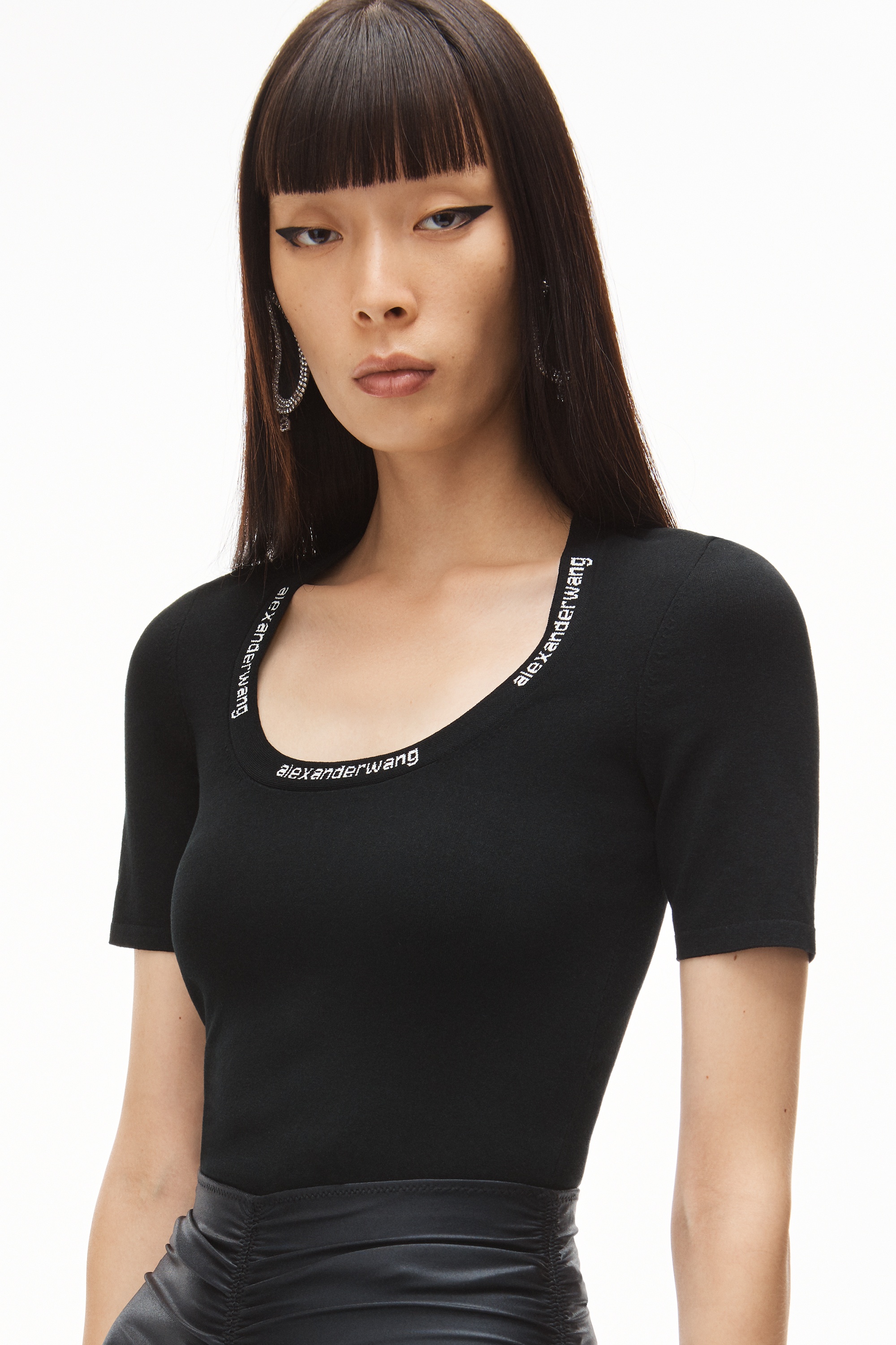 JACQUARD LOGO TEE IN STRETCH KNIT - 3