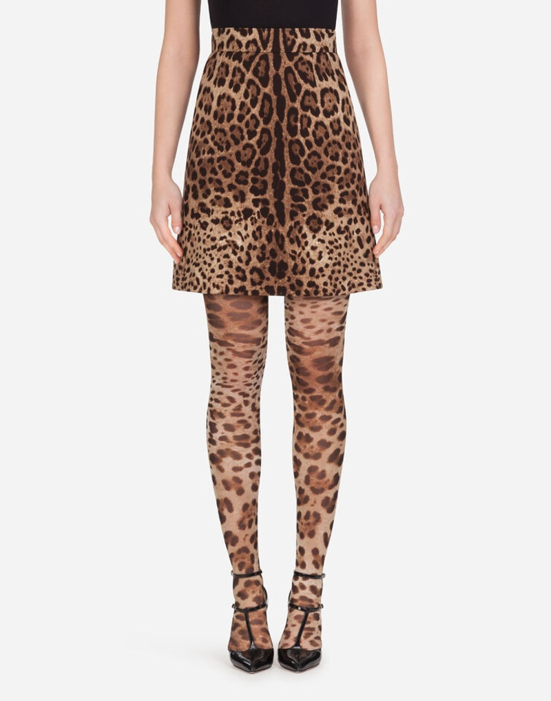 Short skirt in leopard-print double crepe 1