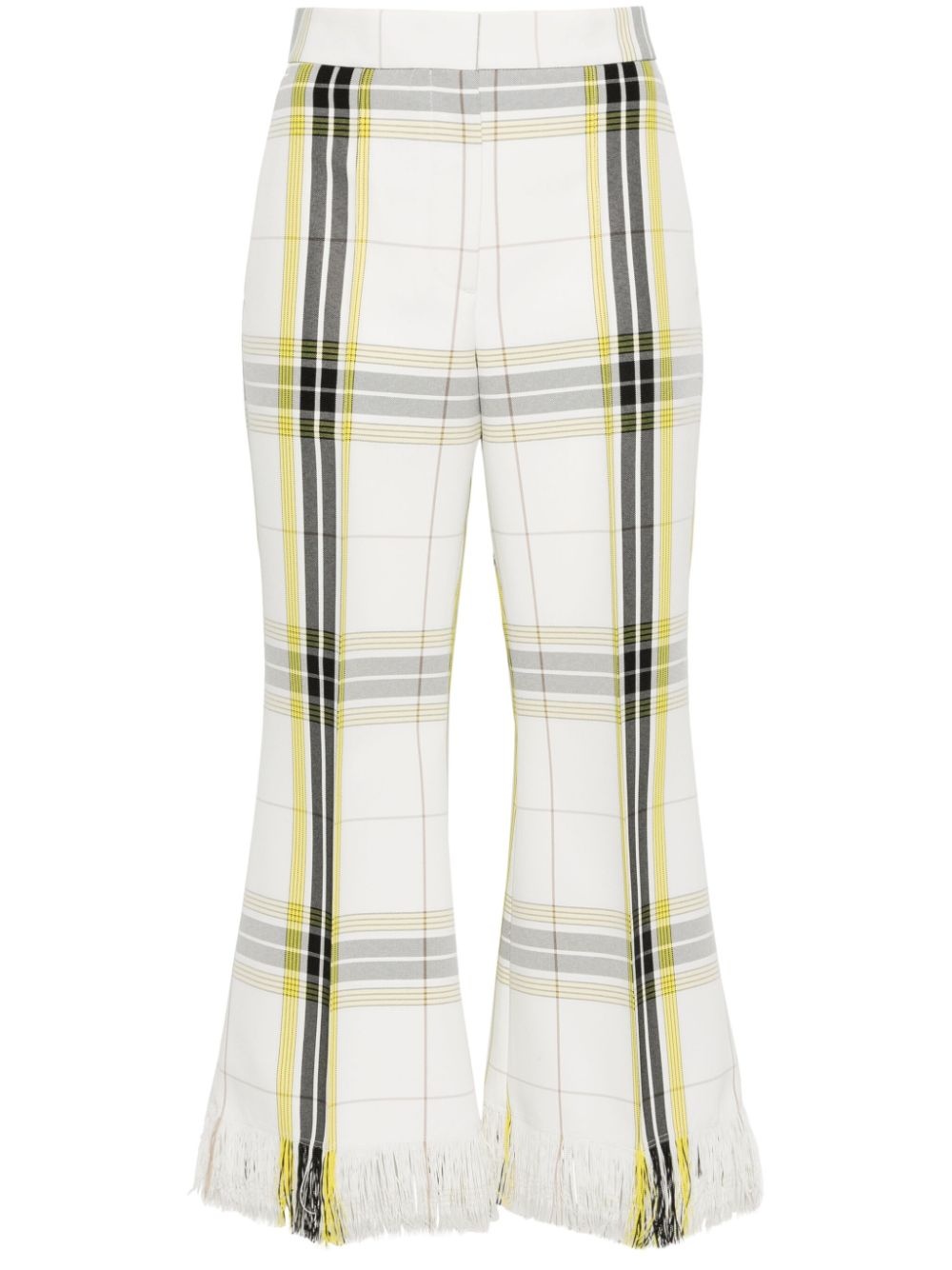 plaid cropped flared trousers - 1