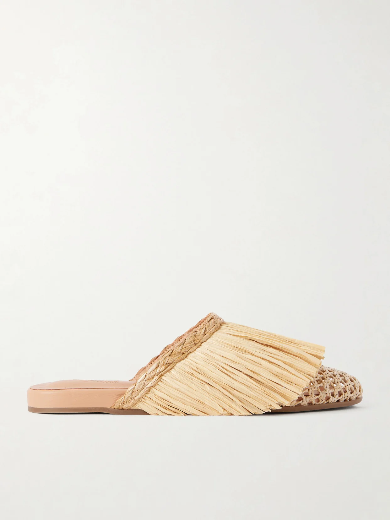 Fringe Raffia Slip-on Flats - 1