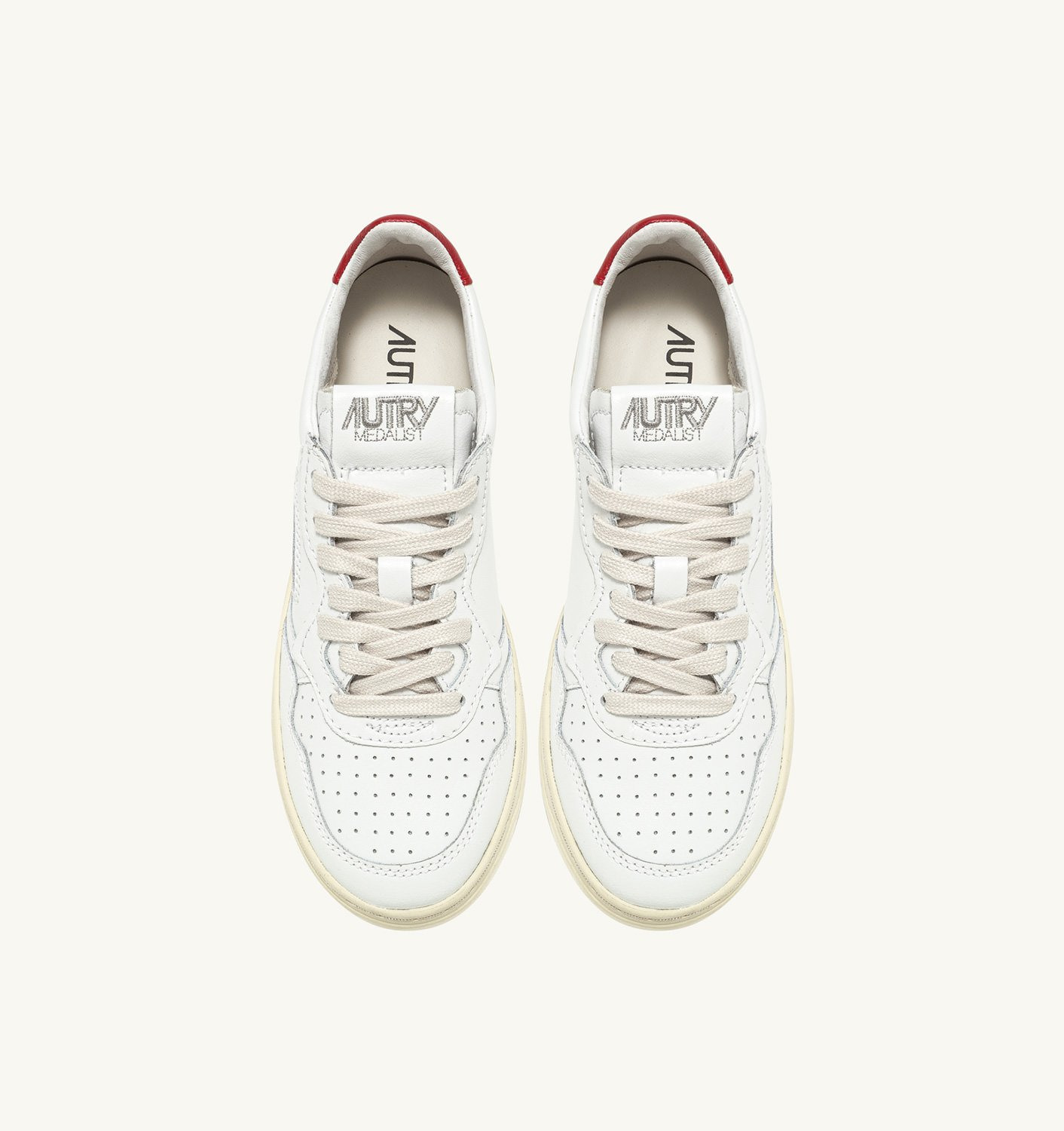 MEDALIST LOW SNEAKERS IN WHITE AND RED LEATHER - 5