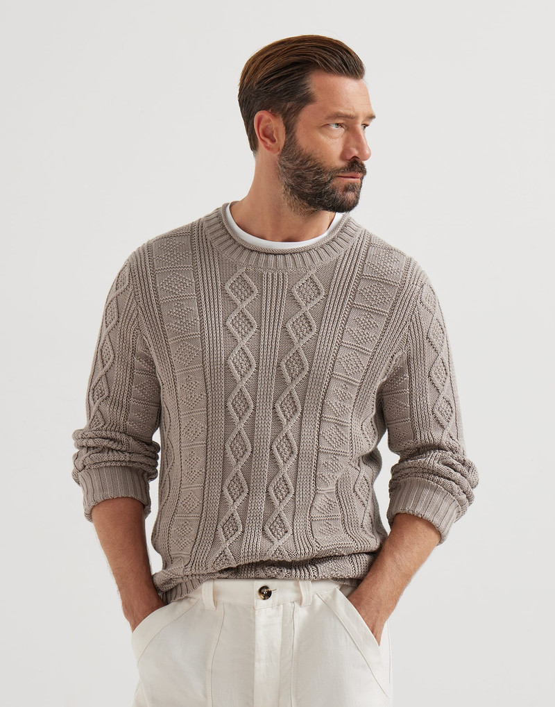 Cotton fisherman's cable sweater 5