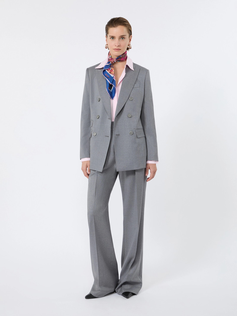 Max Mara Double-breasted wool twill blazer - MEDIUM GREY outlook