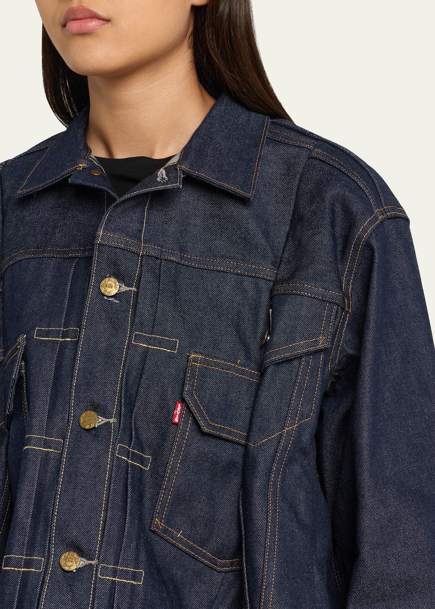 Denim Peplum Trucker Jacket - 5