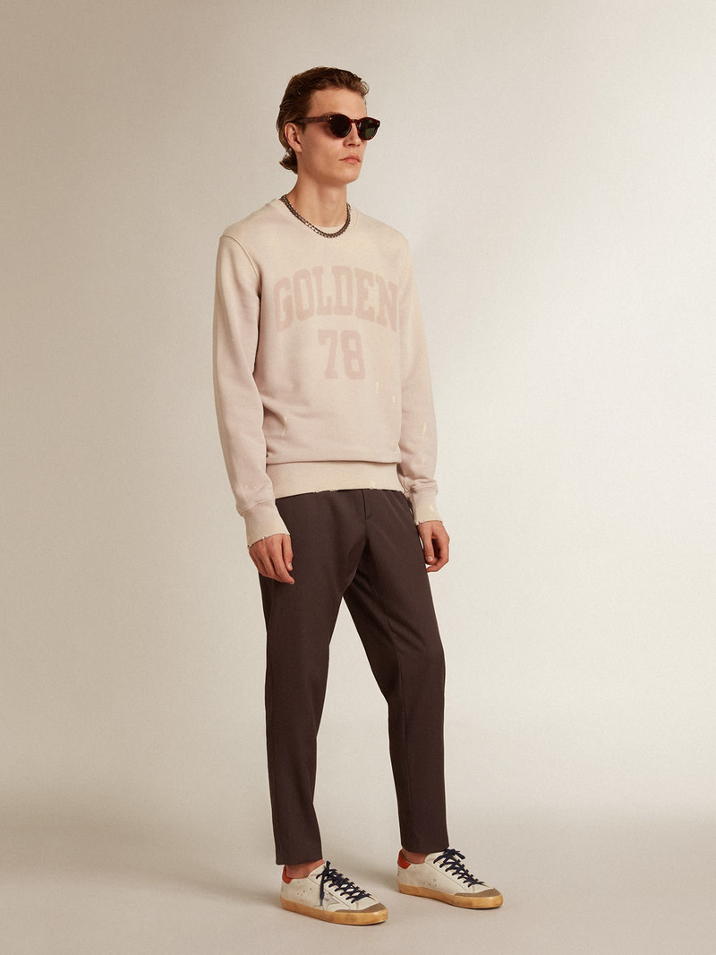 Golden Goose Distressed-finish pale pink sweatshirt outlook