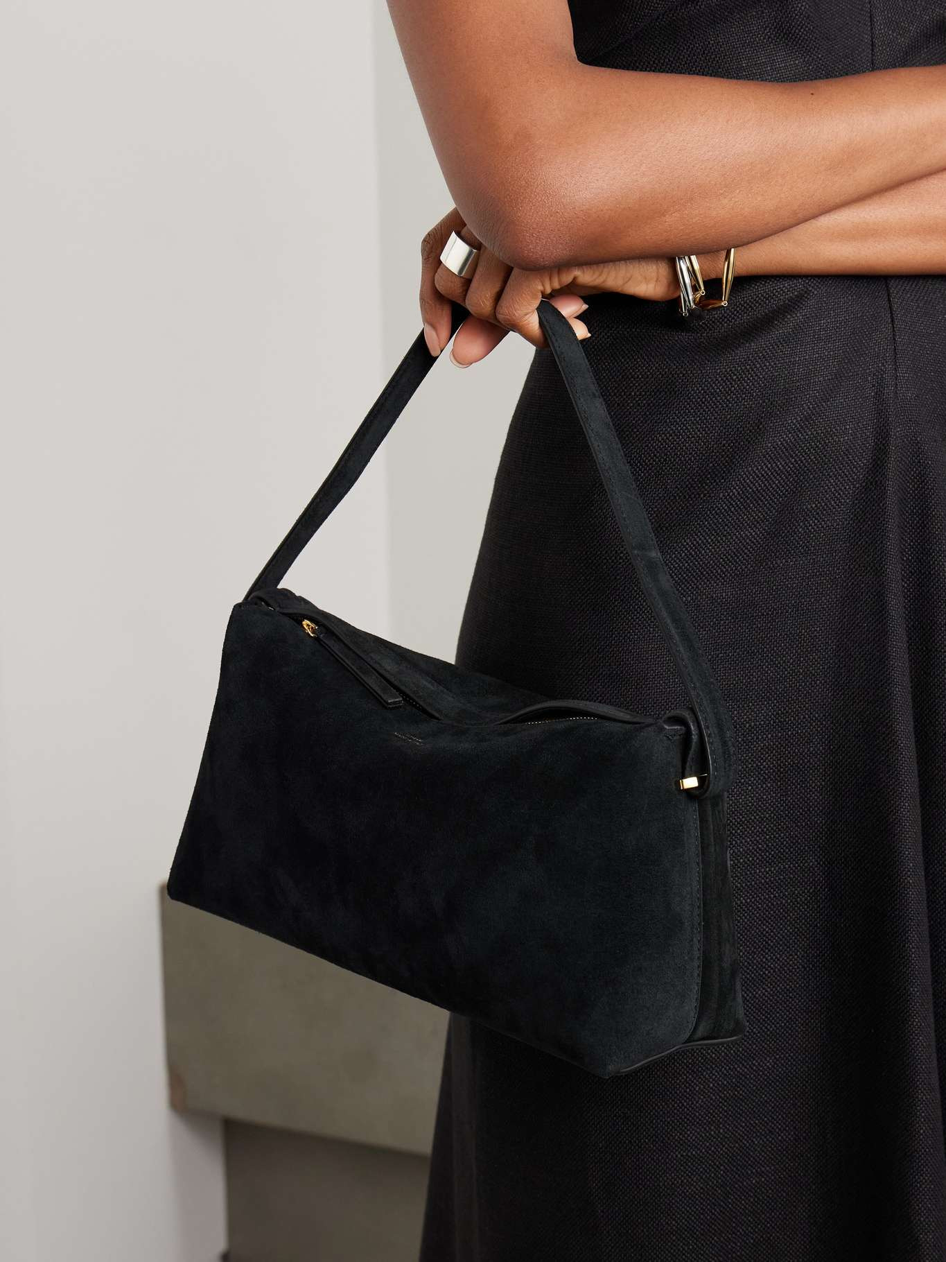 Scoop suede clutch Black - 6