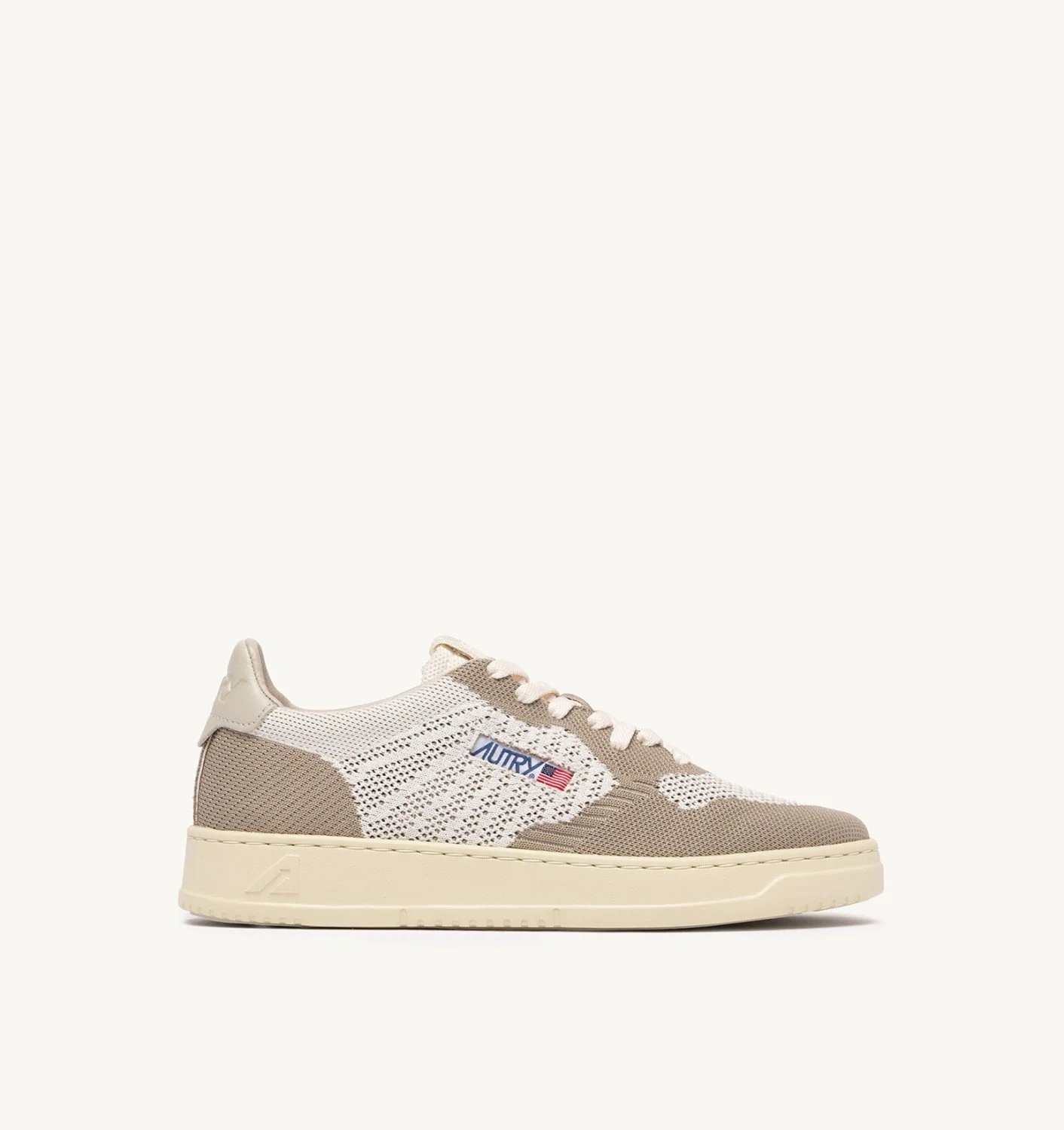 MEDALIST EASEKNIT LOW SNEAKERS IN IVORY WHITE AND PELICAN KNIT - 1