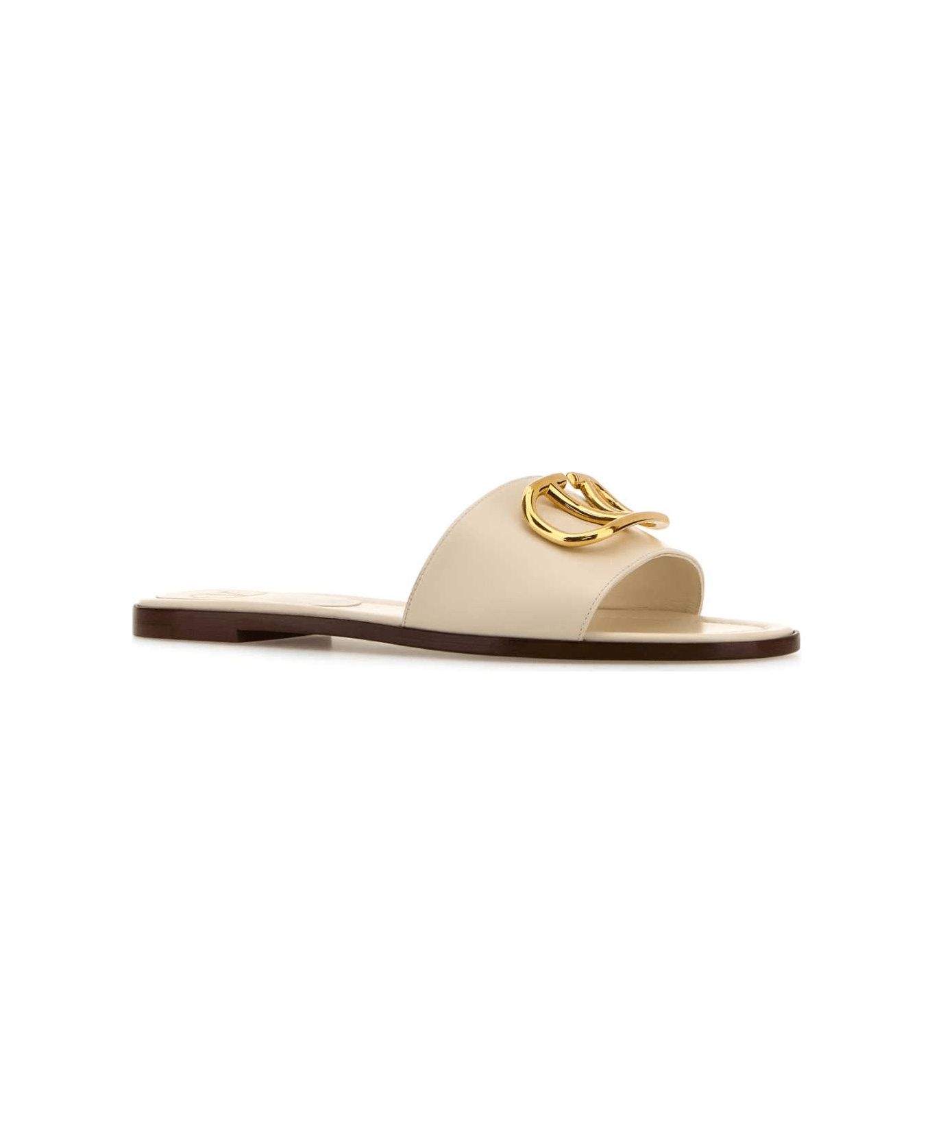 White Leather Vlogo Slippers - 2