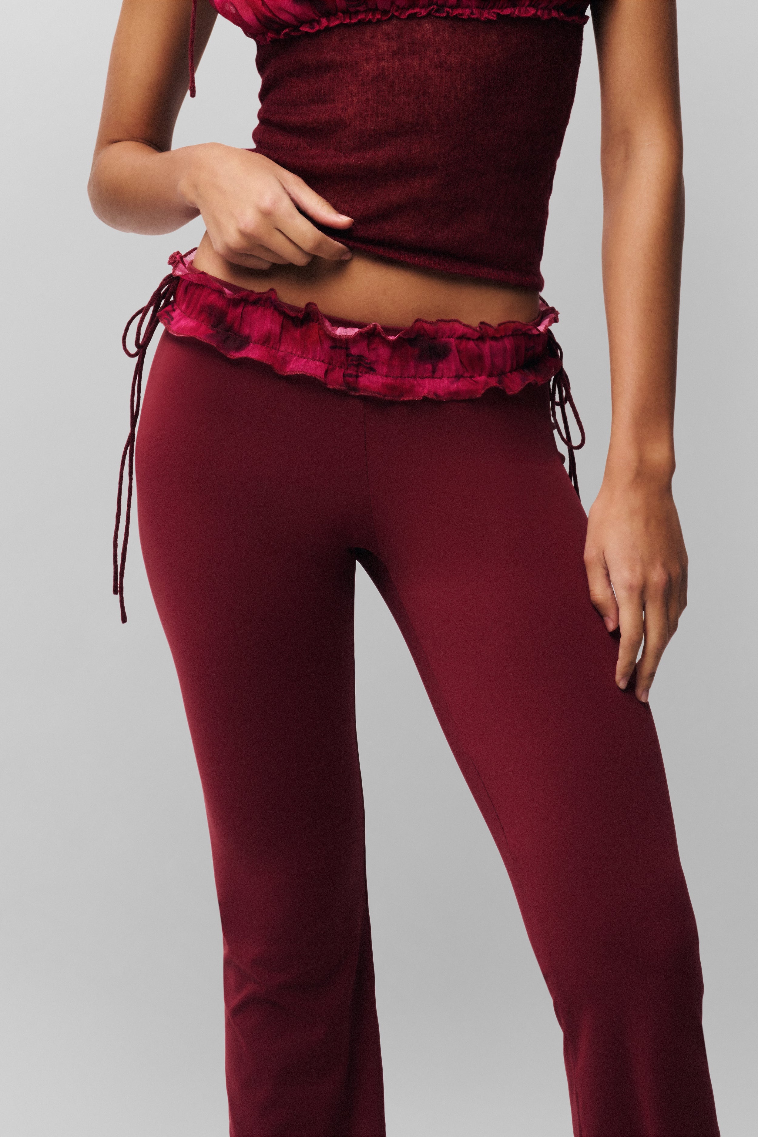 RUCHED SIDE TIE STRETCH PANT - 1