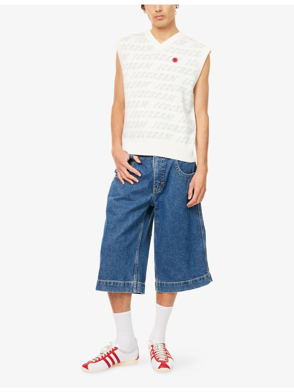 Repeat Logo V-Neck Cotton And Wool Vest - 2