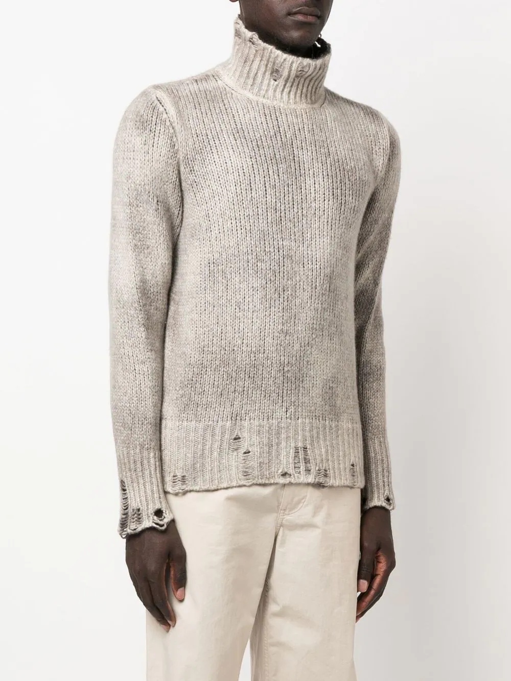 distressed-effect rollneck jumper - 3