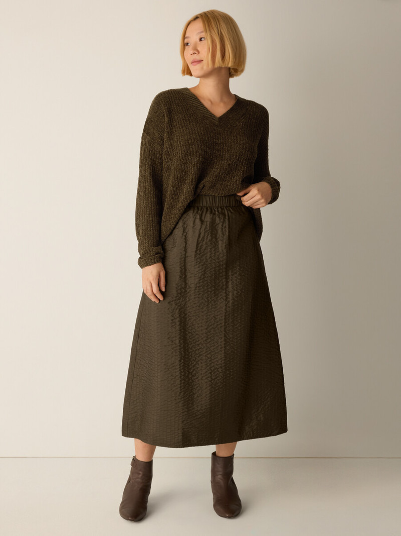 Quilted Silk A-Line Skirt 7