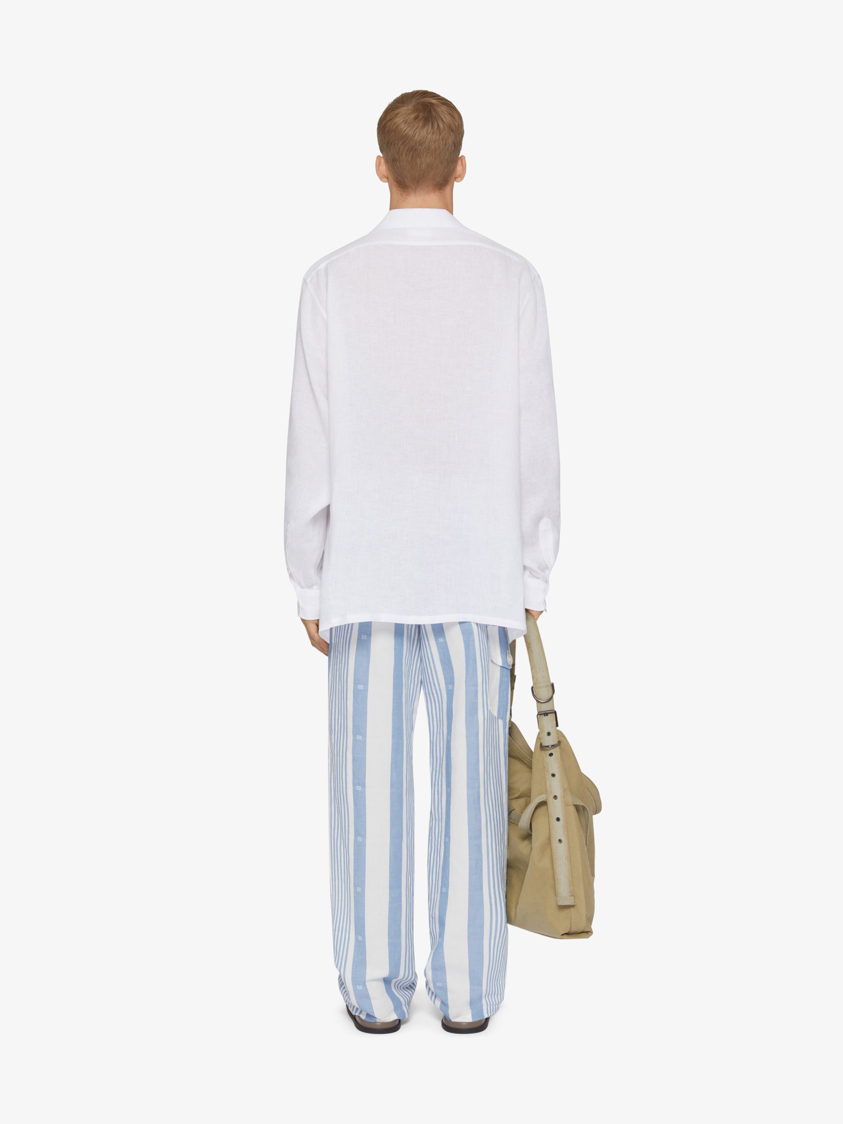 PANTS IN LINEN WITH 4G STRIPES - 4