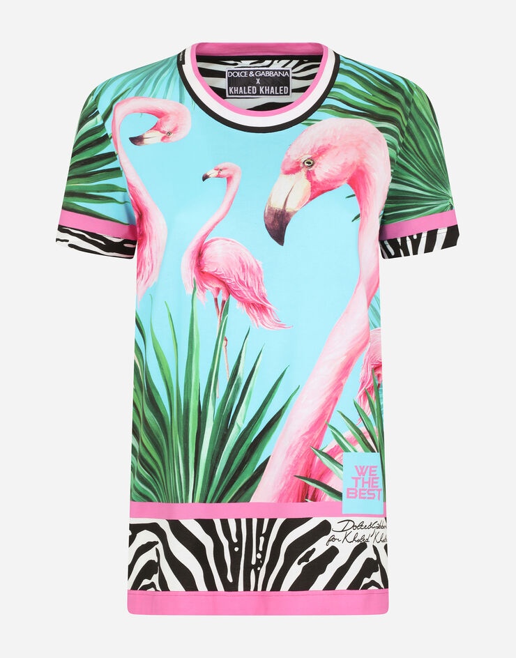 Short-sleeved flamingo-print jersey T-shirt - 3