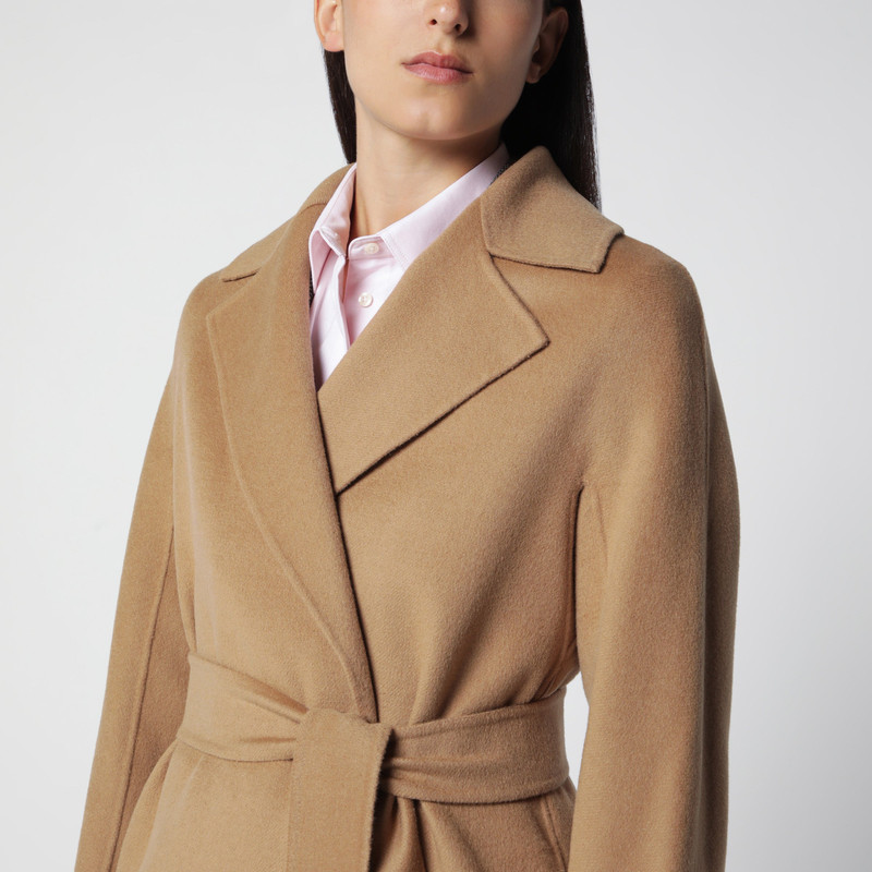 Camel belted coat in wool blend 4