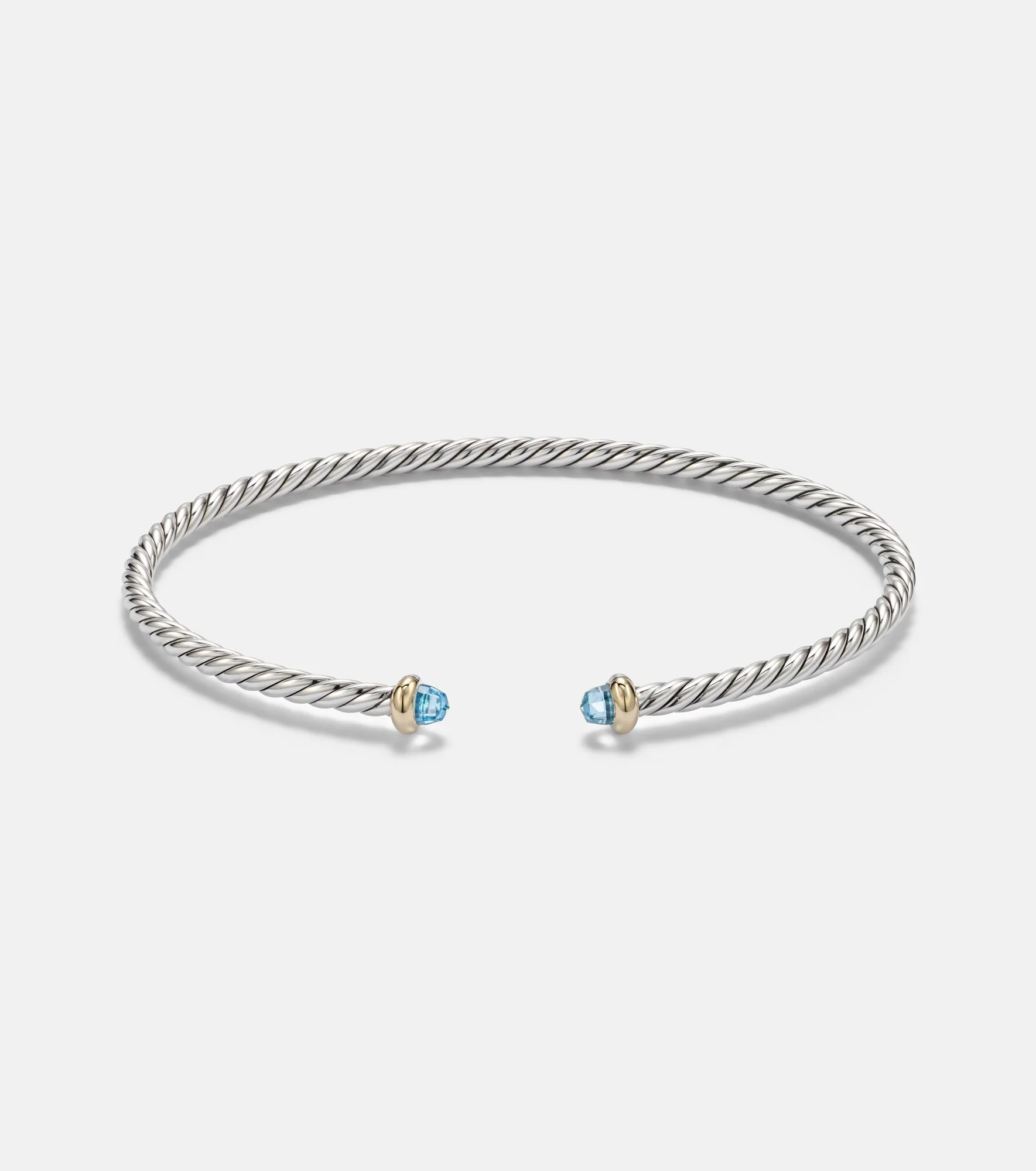 Micro Cable Flex® sterling silver and 14kt gold cuff bracelet with topaz - 1