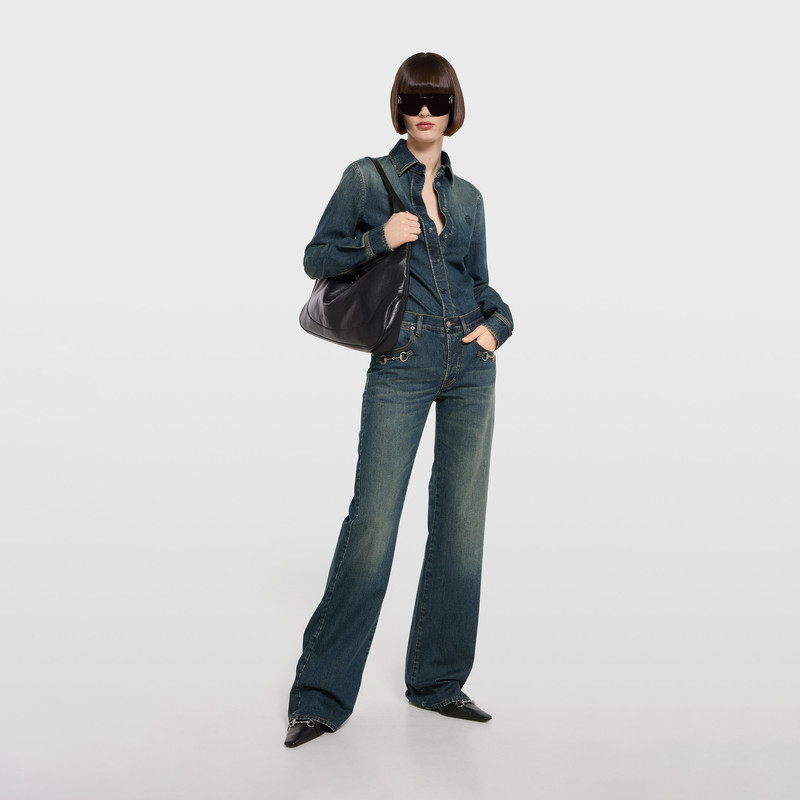 GUCCI Cotton denim pants with Horsebit outlook