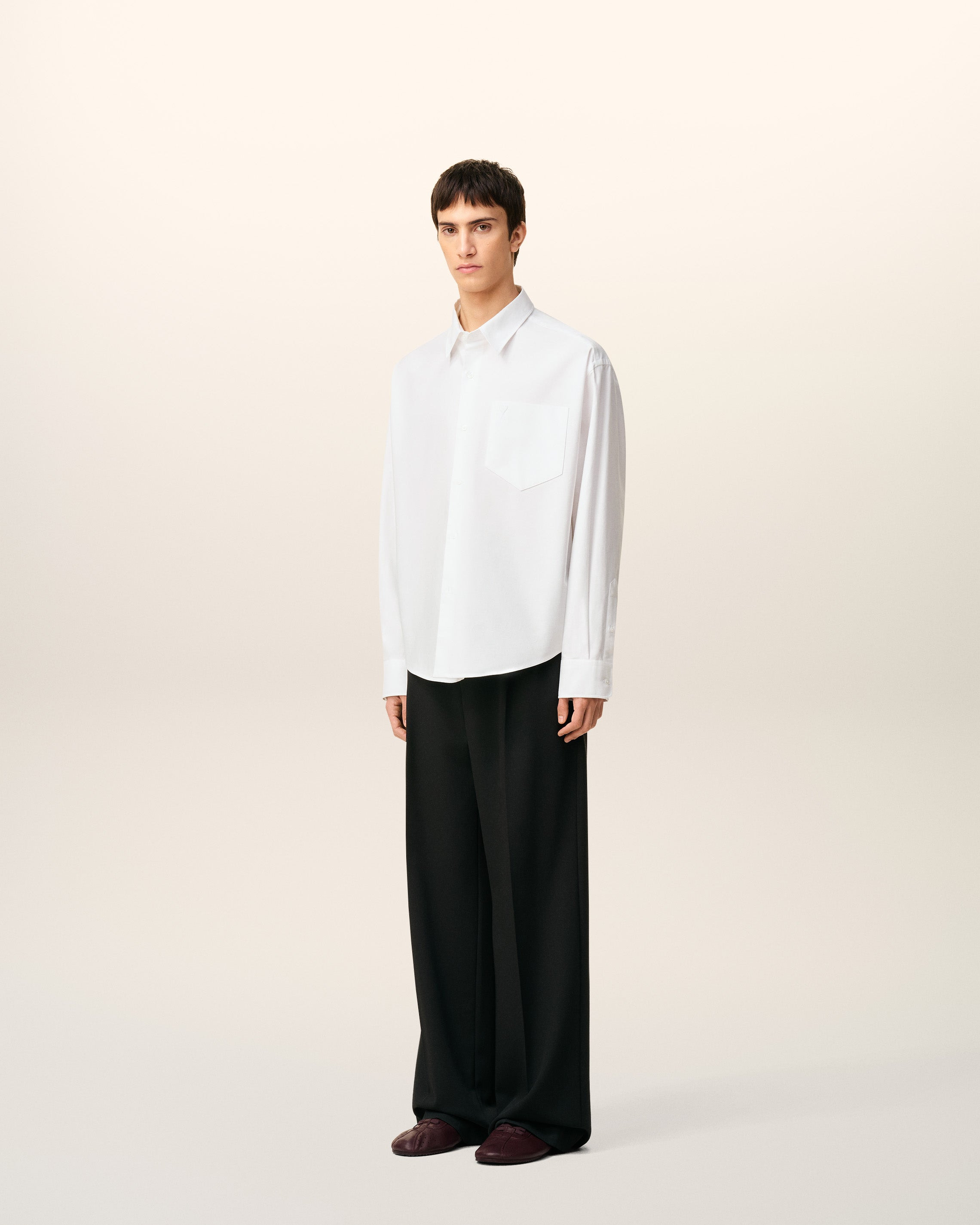 WHITE COTTON AMI DE COEUR BOXY SHIRT - 6