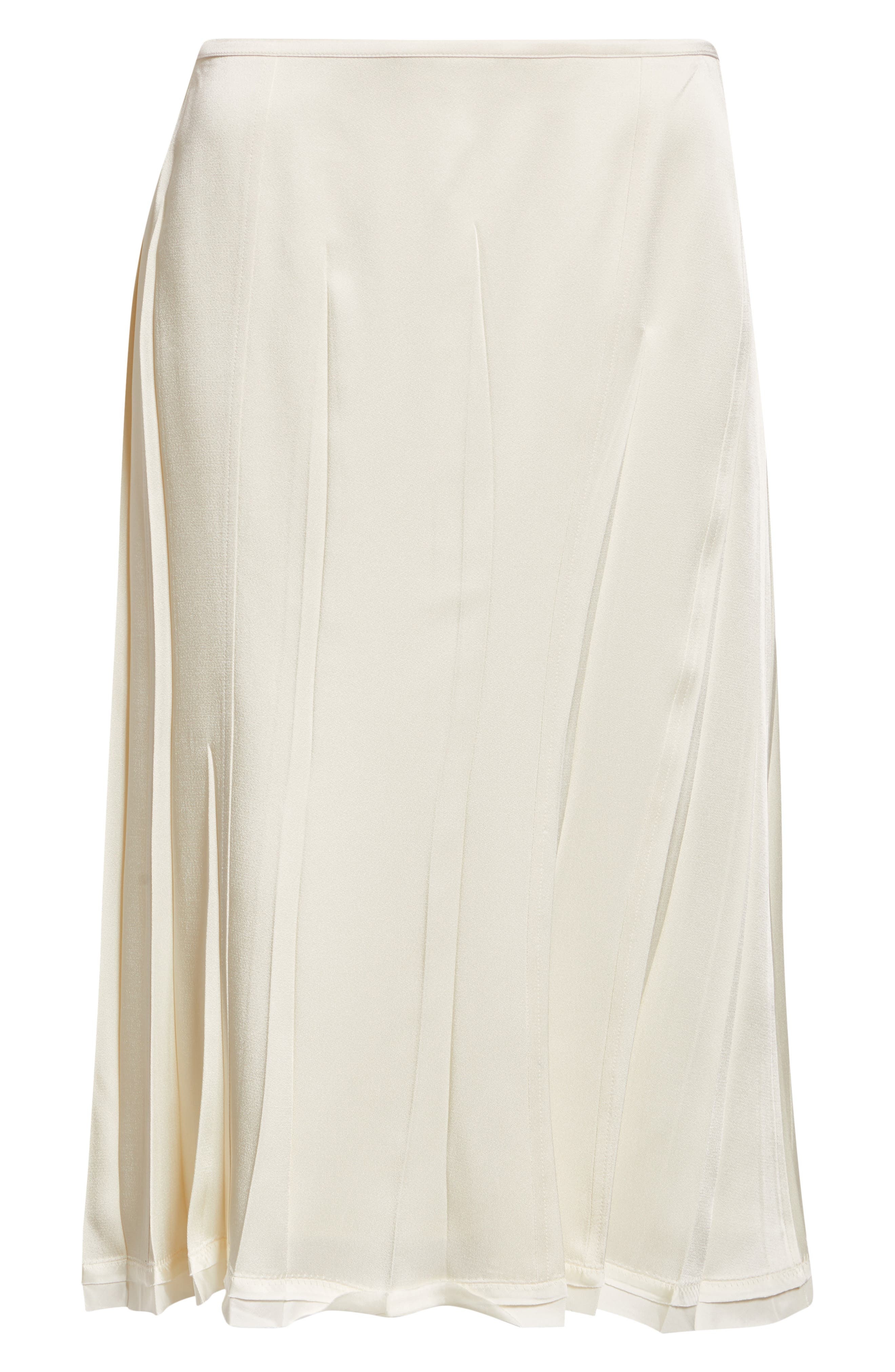 Jil Sander Envers Pleat Detail Raw Hem Satin Skirt in Cornsilk at Nordstrom - 6