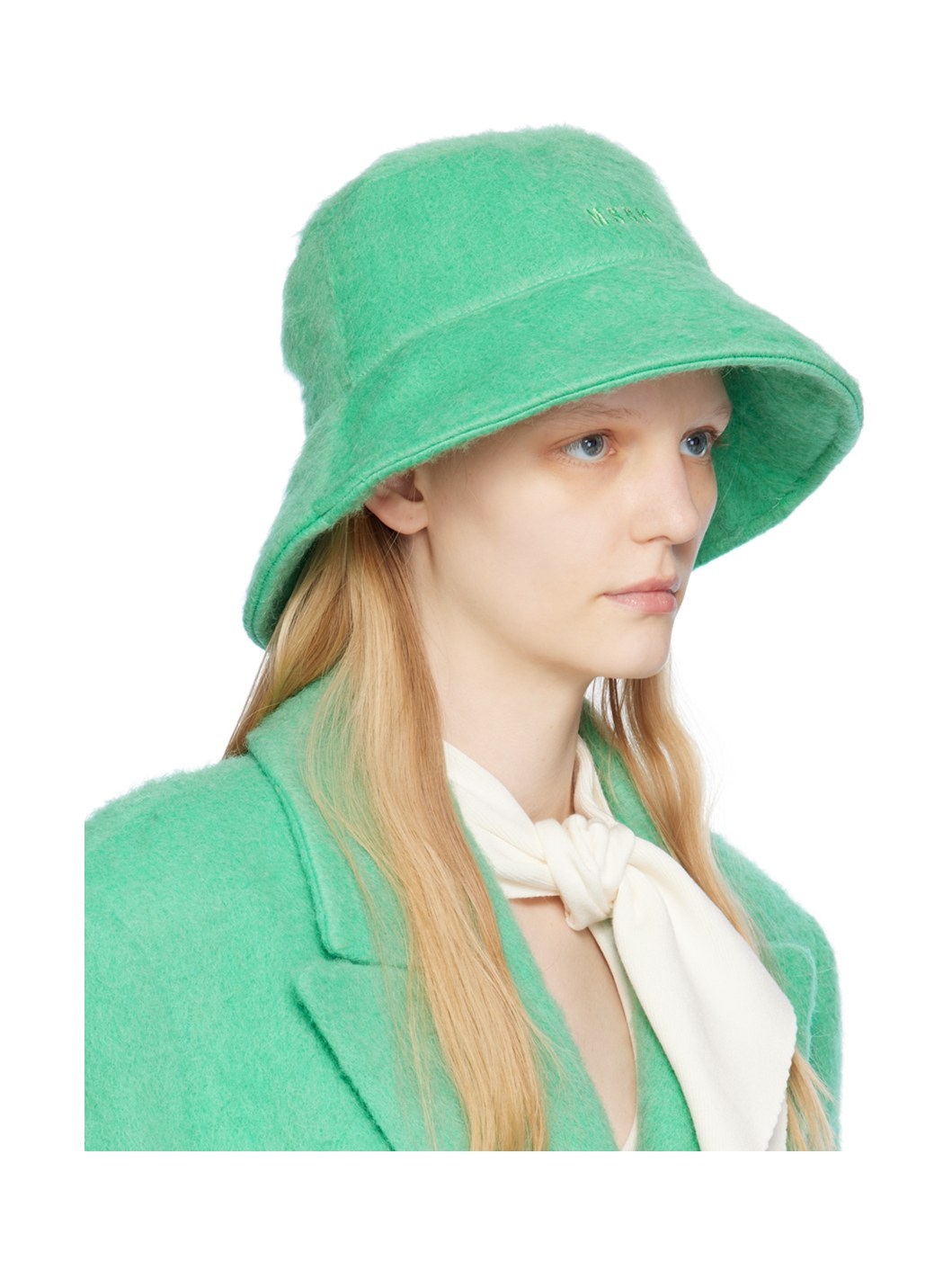 Green Shag Knit Bucket Hat - 2