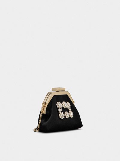 Roger Vivier Flower Strass Buckle Coin Purse in Satin outlook