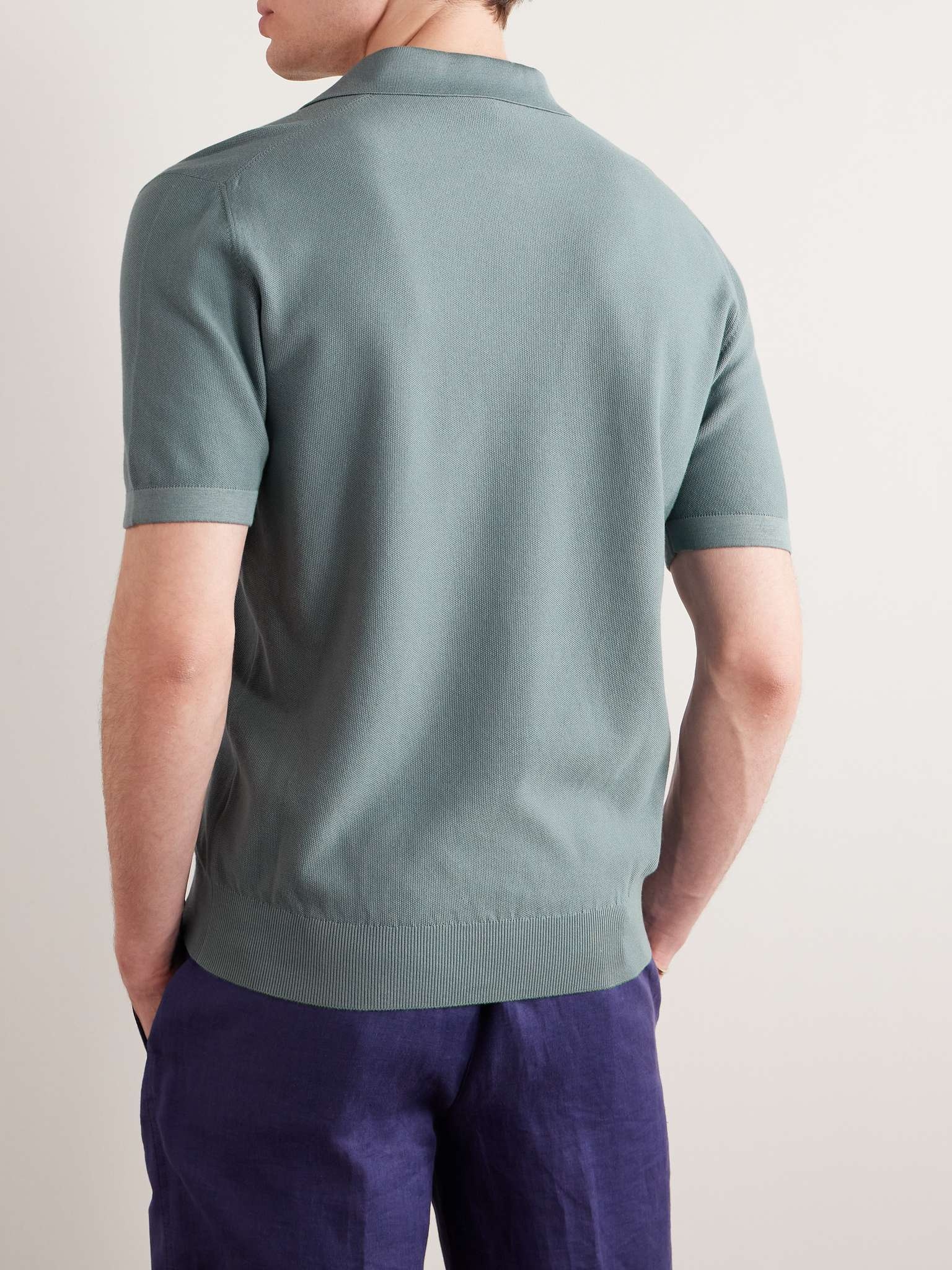 Cotton and Silk-Blend Piqué Polo Shirt - 3