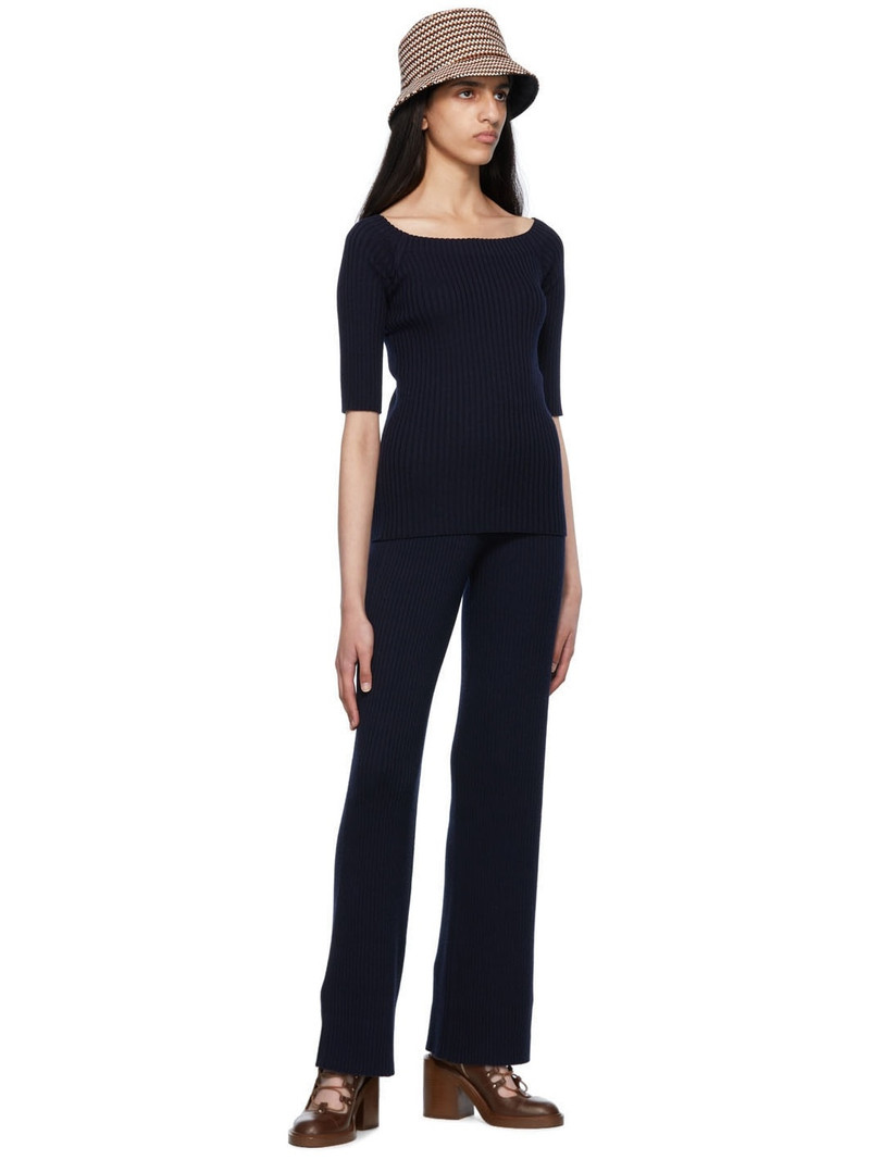 Chloé Navy Off-The-Shoulder Sweater outlook
