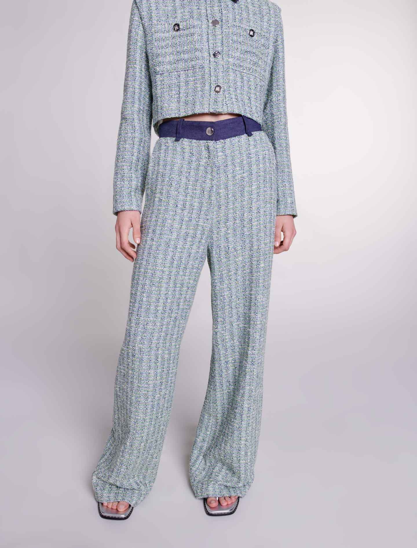 Wide-leg tweed trousers - 7