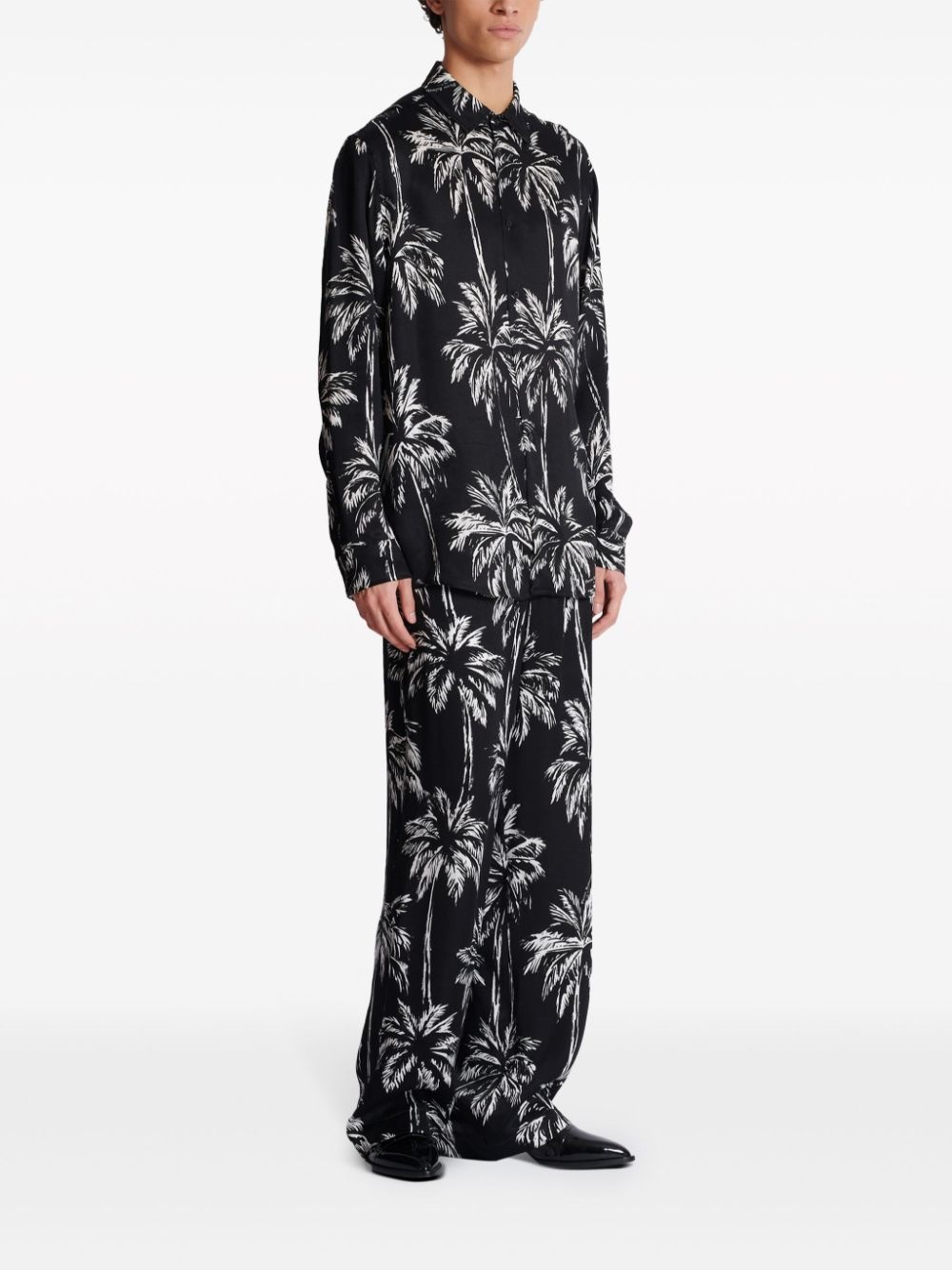 palm tree-print satin shirt - 3