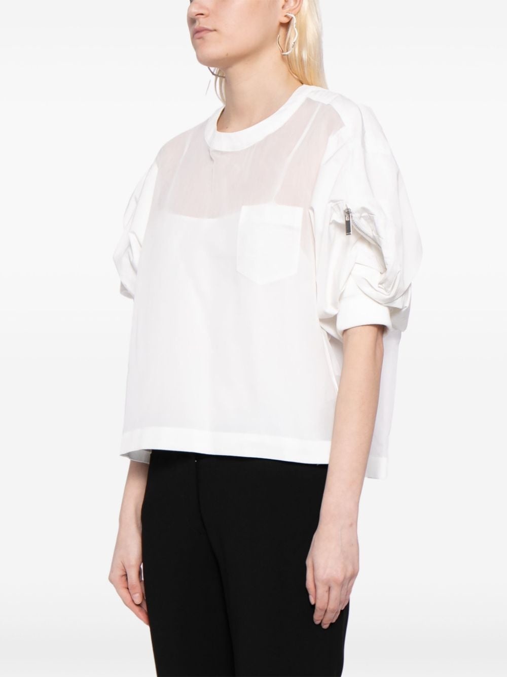 puff-sleeved panelled blouse - 3