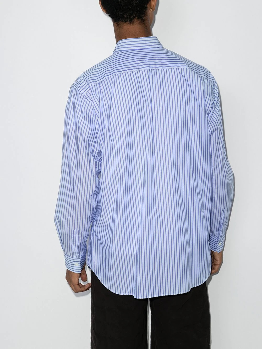 buckle-detail vertical-stripe shirt - 3