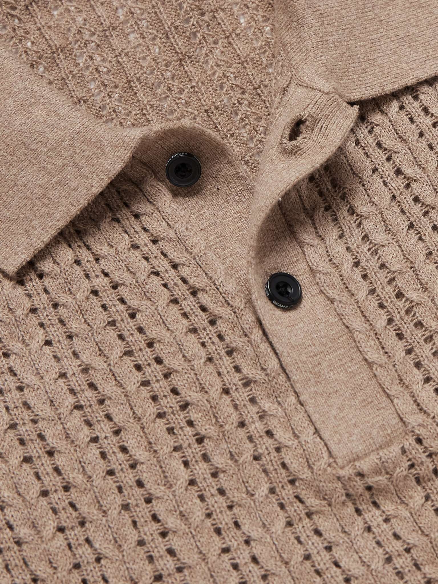 Cable-Knit Cotton, Cashmere and Wool-Blend Polo Shirt - 4